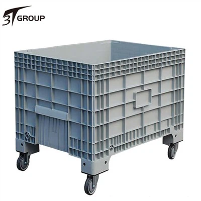 Solid Plastic Pallet Container With Wheels